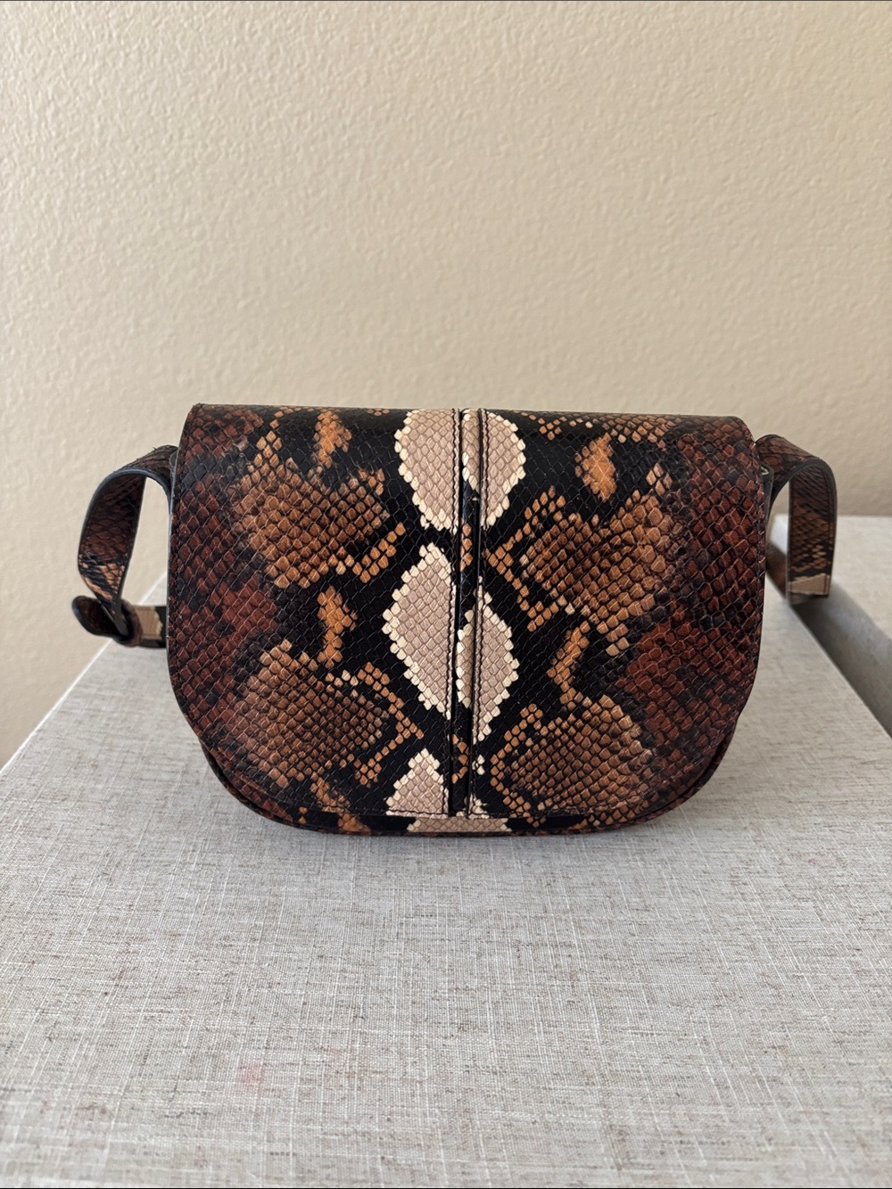 A.P.C. Brown and Black Snakeskin Shoulder Bag